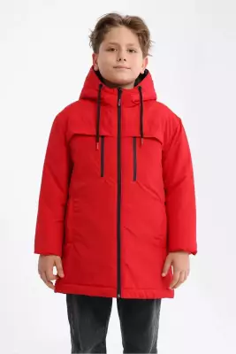 D1fference İçi Astarlı Cepli Kapüşonlu Jel Elyaflı Su ve Rügar Geçirmez Erkek Çocuk Kışlık Mont - 13