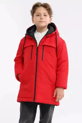 D1fference İçi Astarlı Cepli Kapüşonlu Jel Elyaflı Su ve Rügar Geçirmez Erkek Çocuk Kışlık Mont - 15