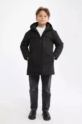 D1fference İçi Astarlı Cepli Kapüşonlu Jel Elyaflı Su ve Rügar Geçirmez Erkek Çocuk Kışlık Mont - 19
