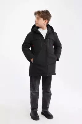 D1fference İçi Astarlı Cepli Kapüşonlu Jel Elyaflı Su ve Rügar Geçirmez Erkek Çocuk Kışlık Mont - 20