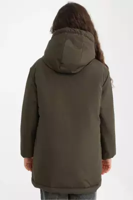 D1fference İçi Astarlı Cepli Kapüşonlu Jel Elyaflı Su ve Rügar Geçirmez Kız Çocuk Kışlık Mont - 12