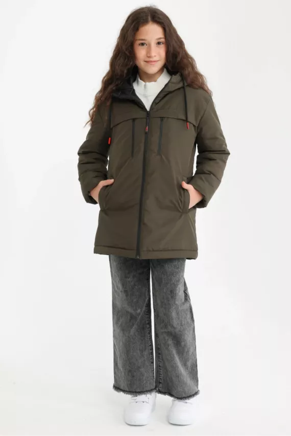 D1fference İçi Astarlı Cepli Kapüşonlu Jel Elyaflı Su ve Rügar Geçirmez Kız Çocuk Kışlık Mont - 10