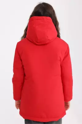 D1fference İçi Astarlı Cepli Kapüşonlu Jel Elyaflı Su ve Rügar Geçirmez Kız Çocuk Kışlık Mont - 5