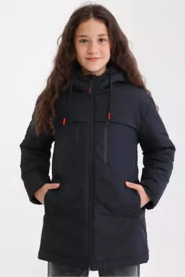 D1fference İçi Astarlı Cepli Kapüşonlu Jel Elyaflı Su ve Rügar Geçirmez Kız Çocuk Kışlık Mont - 14