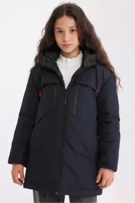 D1fference İçi Astarlı Cepli Kapüşonlu Jel Elyaflı Su ve Rügar Geçirmez Kız Çocuk Kışlık Mont - 15