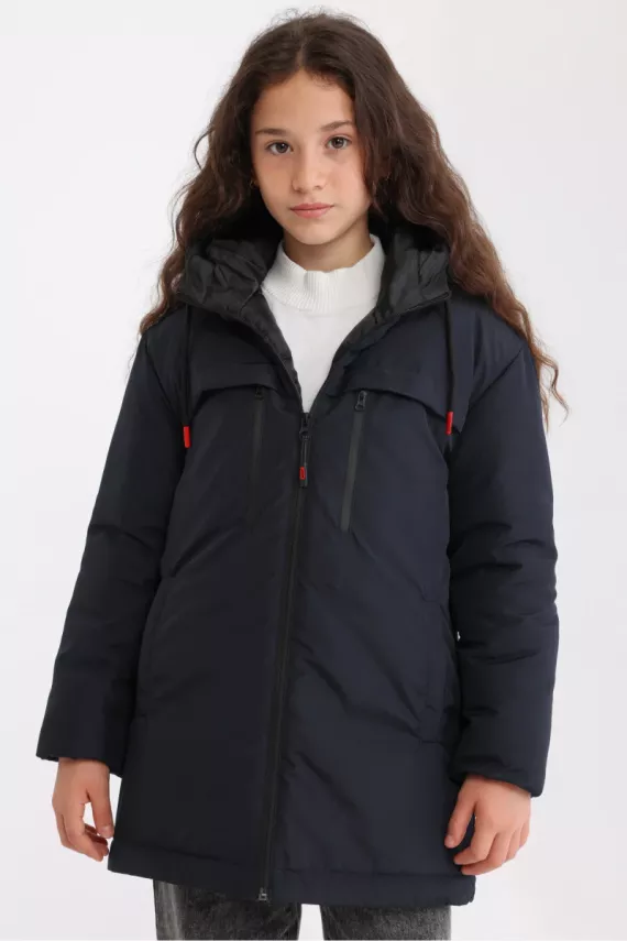 D1fference İçi Astarlı Cepli Kapüşonlu Jel Elyaflı Su ve Rügar Geçirmez Kız Çocuk Kışlık Mont - 15