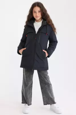 D1fference İçi Astarlı Cepli Kapüşonlu Jel Elyaflı Su ve Rügar Geçirmez Kız Çocuk Kışlık Mont - 17