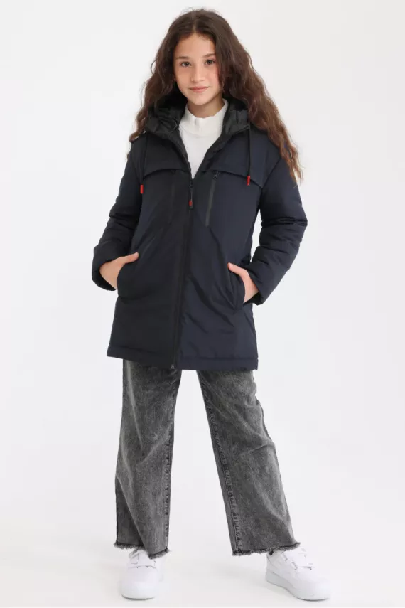 D1fference İçi Astarlı Cepli Kapüşonlu Jel Elyaflı Su ve Rügar Geçirmez Kız Çocuk Kışlık Mont - 17