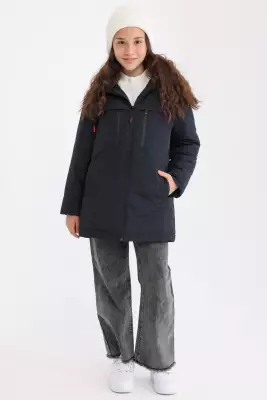 D1fference İçi Astarlı Cepli Kapüşonlu Jel Elyaflı Su ve Rügar Geçirmez Kız Çocuk Kışlık Mont - 18