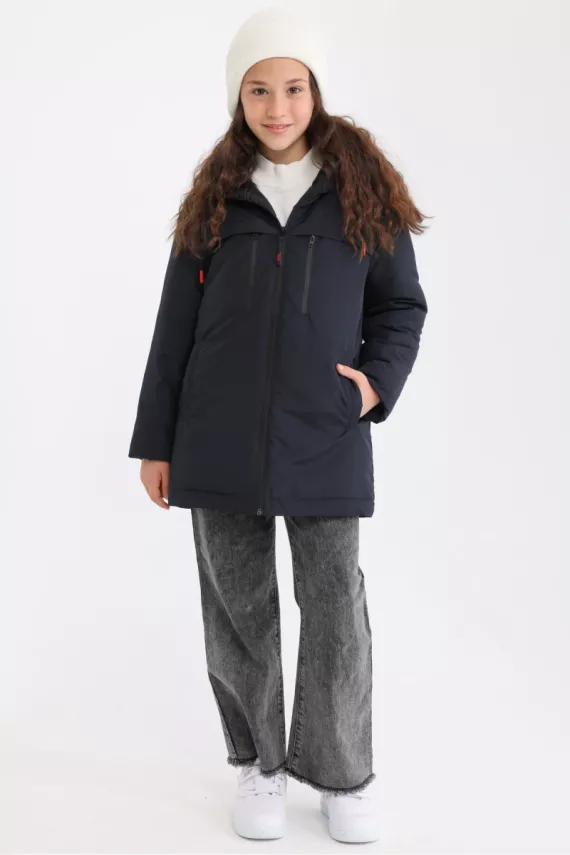 D1fference İçi Astarlı Cepli Kapüşonlu Jel Elyaflı Su ve Rügar Geçirmez Kız Çocuk Kışlık Mont - 18
