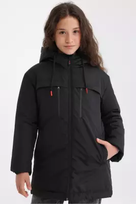 D1fference İçi Astarlı Cepli Kapüşonlu Jel Elyaflı Su ve Rügar Geçirmez Kız Çocuk Kışlık Mont - 21