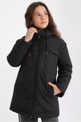 D1fference İçi Astarlı Cepli Kapüşonlu Jel Elyaflı Su ve Rügar Geçirmez Kız Çocuk Kışlık Mont - 22