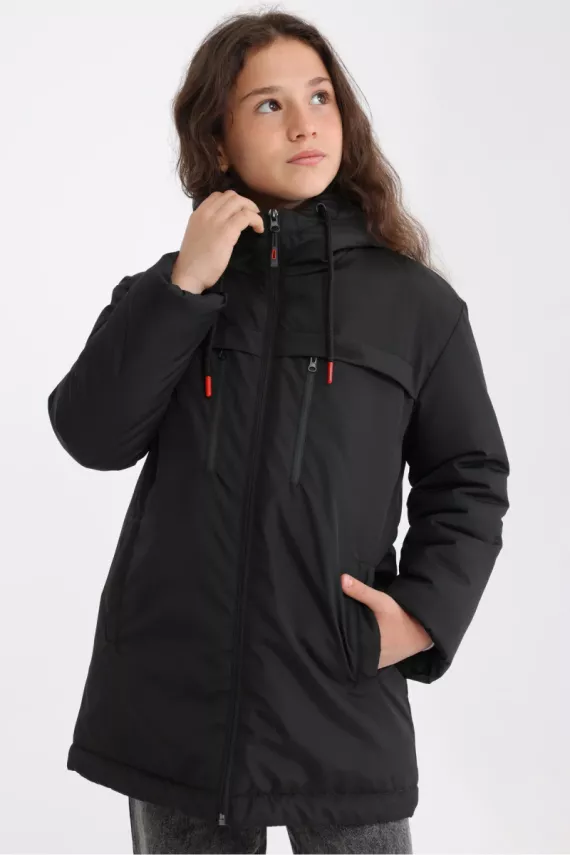 D1fference İçi Astarlı Cepli Kapüşonlu Jel Elyaflı Su ve Rügar Geçirmez Kız Çocuk Kışlık Mont - 22