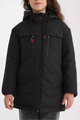 D1fference İçi Astarlı Cepli Kapüşonlu Jel Elyaflı Su ve Rügar Geçirmez Kız Çocuk Kışlık Mont - 23