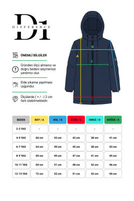 D1fference İçi Astarlı Cepli Kapüşonlu Jel Elyaflı Su ve Rügar Geçirmez Kız Çocuk Kışlık Mont - 6