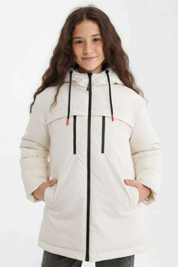 D1fference İçi Astarlı Cepli Kapüşonlu Jel Elyaflı Su ve Rügar Geçirmez Kız Çocuk Kışlık Mont - 27