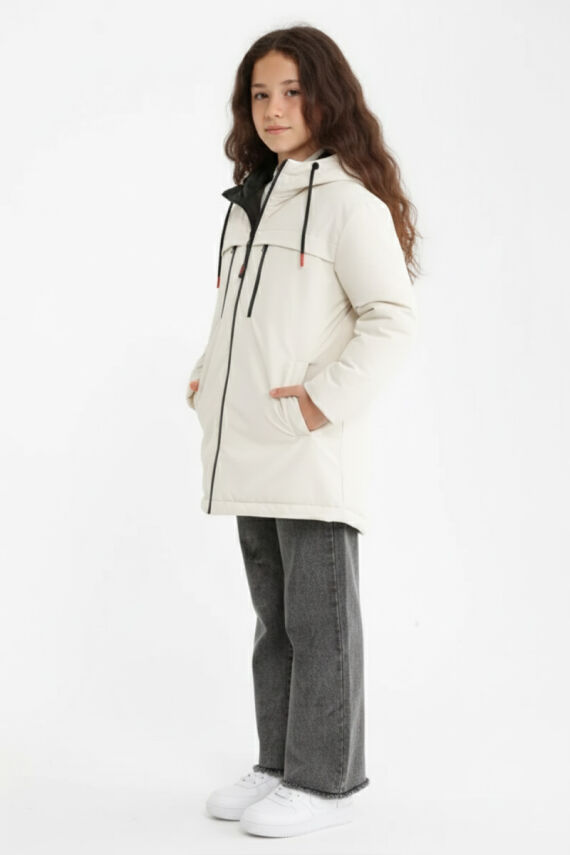 D1fference İçi Astarlı Cepli Kapüşonlu Jel Elyaflı Su ve Rügar Geçirmez Kız Çocuk Kışlık Mont - 29
