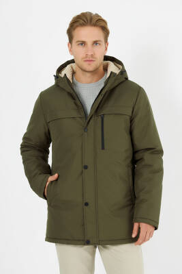 D1fference İçi Kürklü Cepli Kapüşonlu Jel Elyaflı Su ve Rügar Geçirmez Erkek Kışlık Mont - 2