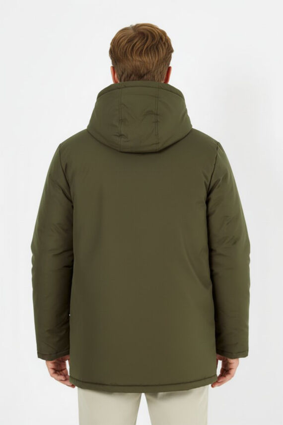 D1fference İçi Kürklü Cepli Kapüşonlu Jel Elyaflı Su ve Rügar Geçirmez Erkek Kışlık Mont - 4