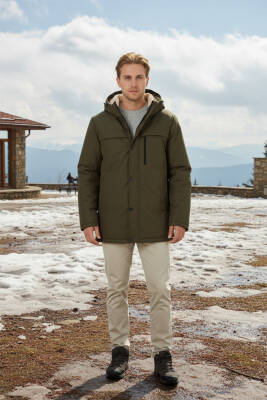 D1fference İçi Kürklü Cepli Kapüşonlu Jel Elyaflı Su ve Rügar Geçirmez Erkek Kışlık Mont - 6