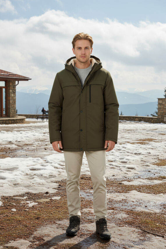 D1fference İçi Kürklü Cepli Kapüşonlu Jel Elyaflı Su ve Rügar Geçirmez Erkek Kışlık Mont - 6