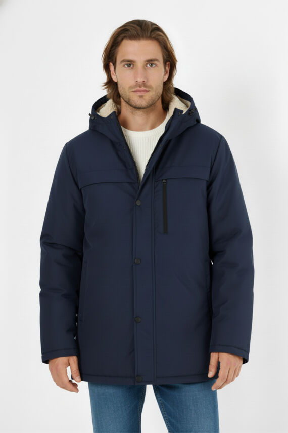 D1fference İçi Kürklü Cepli Kapüşonlu Jel Elyaflı Su ve Rügar Geçirmez Erkek Kışlık Mont - 8