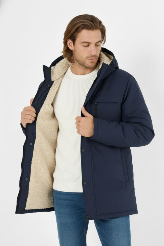 D1fference İçi Kürklü Cepli Kapüşonlu Jel Elyaflı Su ve Rügar Geçirmez Erkek Kışlık Mont - 9