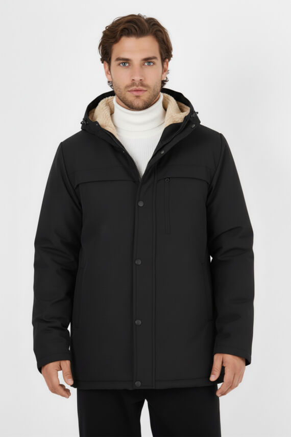 D1fference İçi Kürklü Cepli Kapüşonlu Jel Elyaflı Su ve Rügar Geçirmez Erkek Kışlık Mont - 12