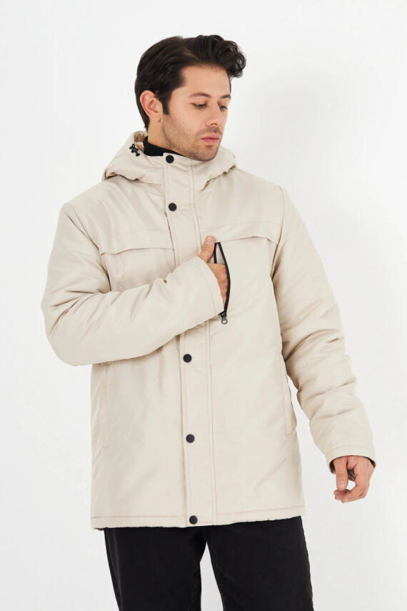 D1fference İçi Kürklü Cepli Kapüşonlu Jel Elyaflı Su ve Rügar Geçirmez Erkek Kışlık Mont - 18