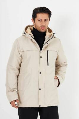 İçi Kürklü Su ve Rüzgar Geçirmez Cepli Kapüşonlu Erkek Mont - 6