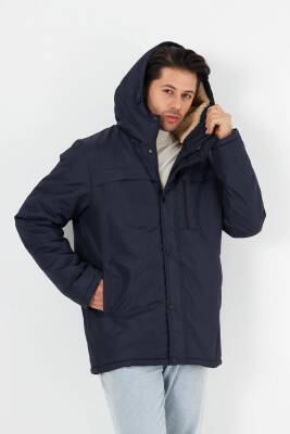 İçi Kürklü Su ve Rüzgar Geçirmez Cepli Kapüşonlu Erkek Mont - 21