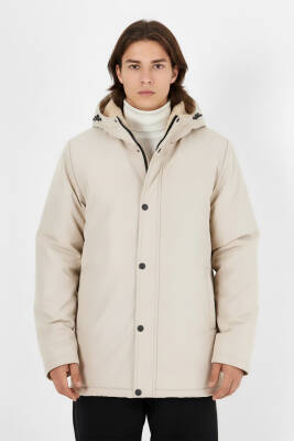 İçi Kürklü Su ve Rüzgar Geçirmez Cepli Kapüşonlu Erkek Mont - 8