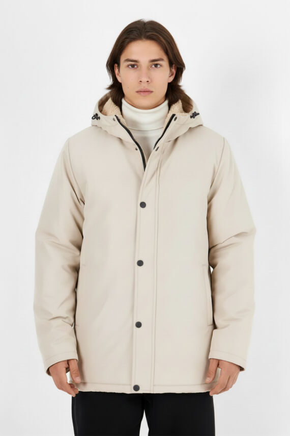 İçi Kürklü Su ve Rüzgar Geçirmez Cepli Kapüşonlu Erkek Mont - 8