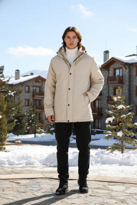 İçi Kürklü Su ve Rüzgar Geçirmez Cepli Kapüşonlu Erkek Mont - 11