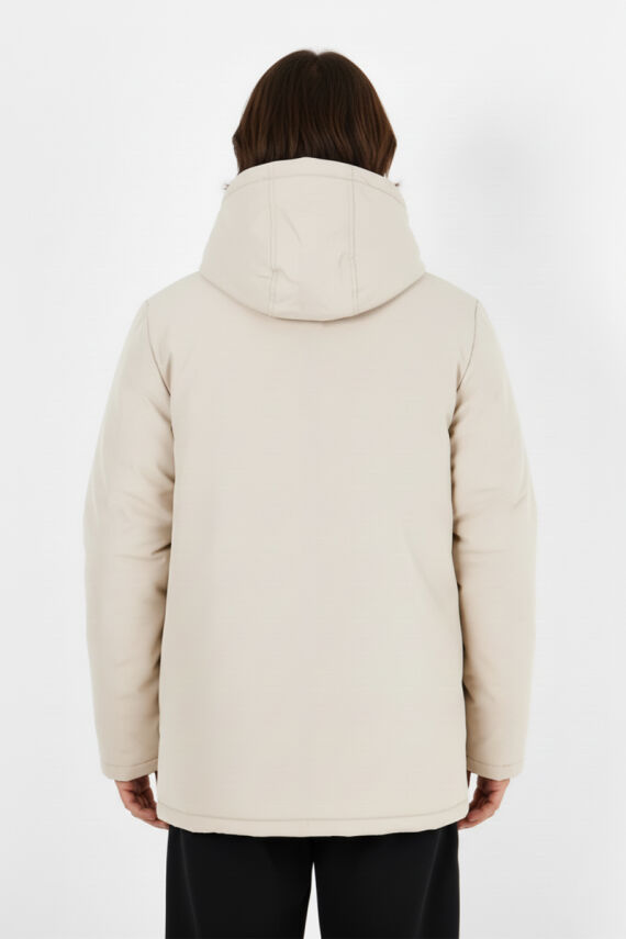 İçi Kürklü Su ve Rüzgar Geçirmez Cepli Kapüşonlu Erkek Mont - 13