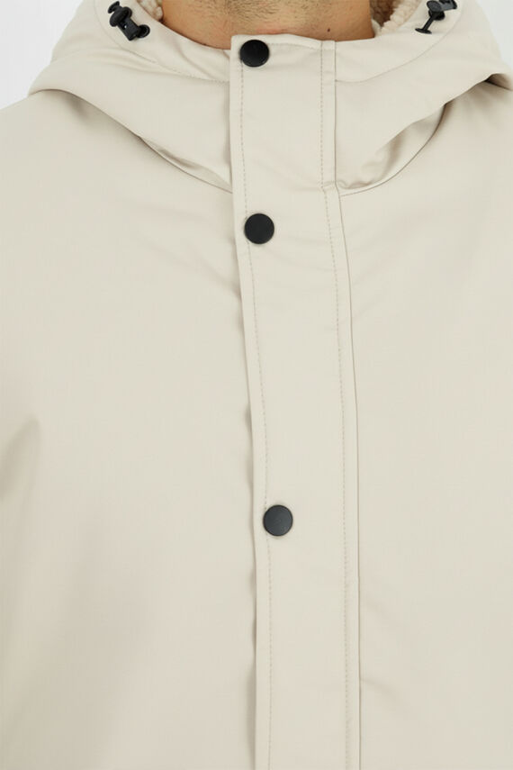 İçi Kürklü Su ve Rüzgar Geçirmez Cepli Kapüşonlu Erkek Mont - 12