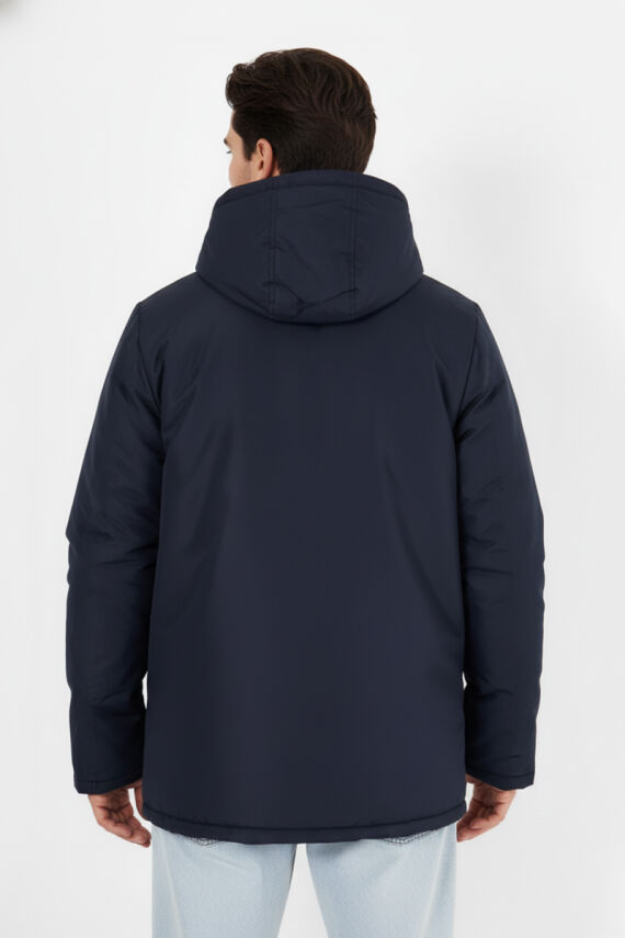 İçi Kürklü Su ve Rüzgar Geçirmez Cepli Kapüşonlu Erkek Mont - 7