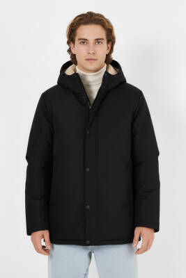 İçi Kürklü Su ve Rüzgar Geçirmez Cepli Kapüşonlu Erkek Mont - 21