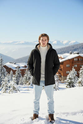 İçi Kürklü Su ve Rüzgar Geçirmez Cepli Kapüşonlu Erkek Mont - 25