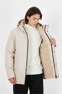 D1fference İçi Kürklü Cepli Kapüşonlu Jel Elyaflı Su ve Rügar Geçirmez Erkek Kışlık Mont - 15