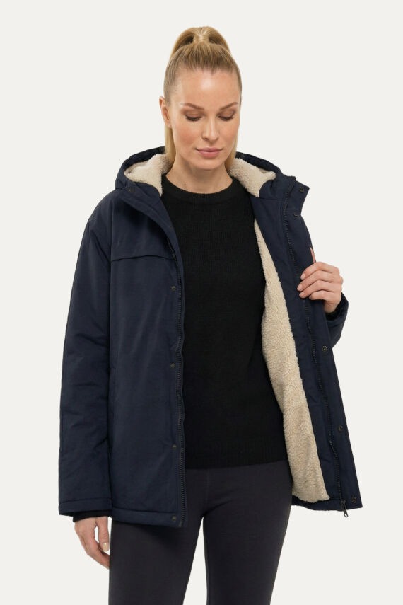 D1fference İçi Kürklü Cepli Kapüşonlu Jel Elyaflı Su ve Rügar Geçirmez Kadın Kışlık Mont - 3