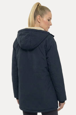 D1fference İçi Kürklü Cepli Kapüşonlu Jel Elyaflı Su ve Rügar Geçirmez Kadın Kışlık Mont - 6