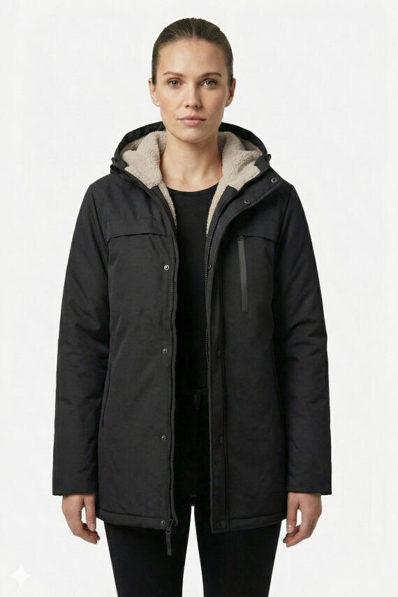 D1fference İçi Kürklü Cepli Kapüşonlu Jel Elyaflı Su ve Rügar Geçirmez Kadın Kışlık Mont - 8