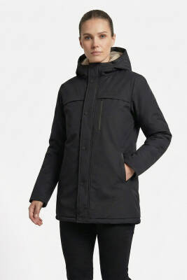 D1fference İçi Kürklü Cepli Kapüşonlu Jel Elyaflı Su ve Rügar Geçirmez Kadın Kışlık Mont - 9