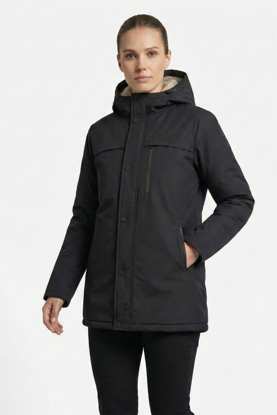 D1fference İçi Kürklü Cepli Kapüşonlu Jel Elyaflı Su ve Rügar Geçirmez Kadın Kışlık Mont - 9