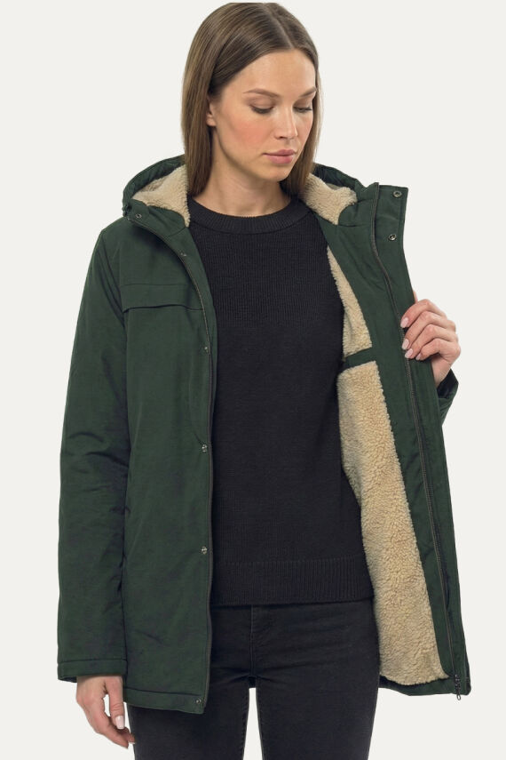 D1fference İçi Kürklü Cepli Kapüşonlu Jel Elyaflı Su ve Rügar Geçirmez Kadın Kışlık Mont - 16