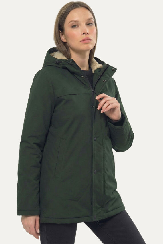 D1fference İçi Kürklü Cepli Kapüşonlu Jel Elyaflı Su ve Rügar Geçirmez Kadın Kışlık Mont - 17