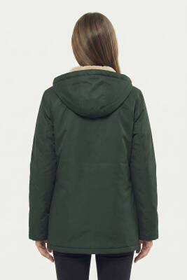 D1fference İçi Kürklü Cepli Kapüşonlu Jel Elyaflı Su ve Rügar Geçirmez Kadın Kışlık Mont - 20