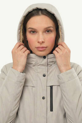 D1fference İçi Kürklü Cepli Kapüşonlu Jel Elyaflı Su ve Rügar Geçirmez Kadın Kışlık Mont - 25