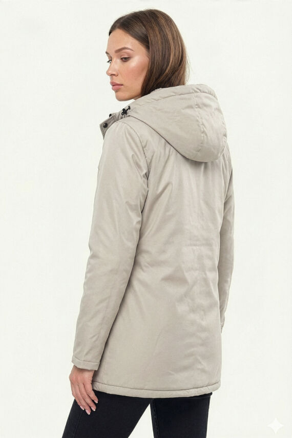 D1fference İçi Kürklü Cepli Kapüşonlu Jel Elyaflı Su ve Rügar Geçirmez Kadın Kışlık Mont - 27